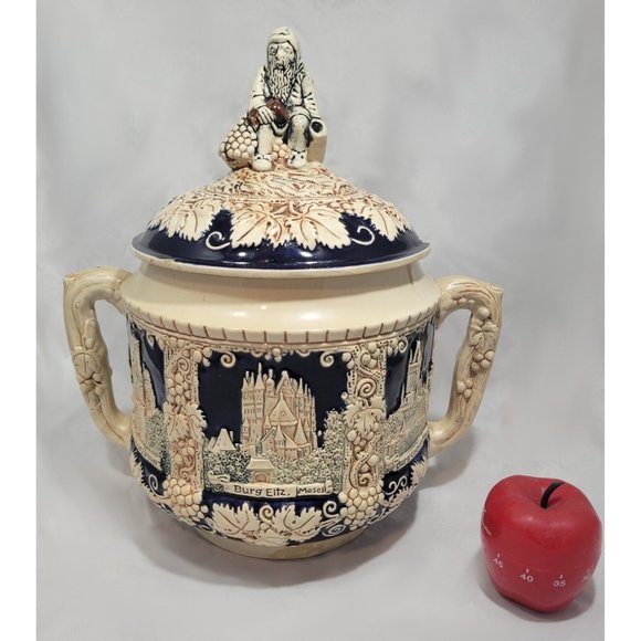 Stoneware German Punch Bowl Tureen Marzi Remy German Castle Canister 4L 1Gal 60s